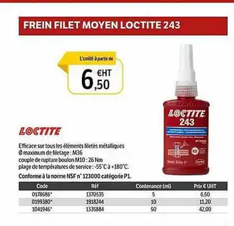 DomPro Loctite Frein Filet Moyen Loctite 243 offre