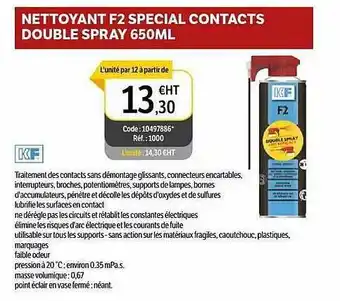 Nettoyant F2 Special Contacts Double Spray 650ml