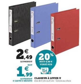 Hyper U Classeur à Levier U offre