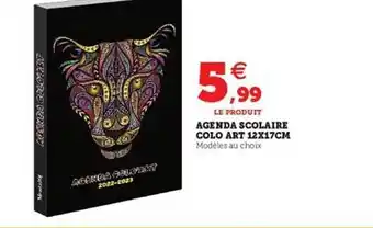 Hyper U Agenda Scolaire Colo Art 12x17 Cm offre