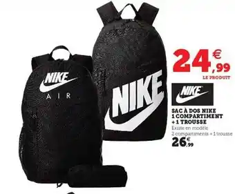 Hyper U Sac à Dos Nike 1 Compartiment + 1 Trousse offre