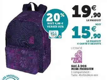 Hyper U Sac à Dos Miss Freegun offre