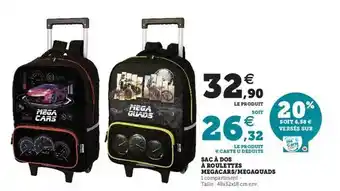 Hyper U Sac à Dos à Roulettes Megacars Megaquads offre