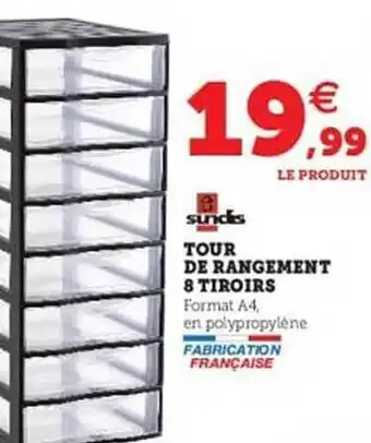Hyper U Sundis Tour De Rangement 8 Tiroirs offre