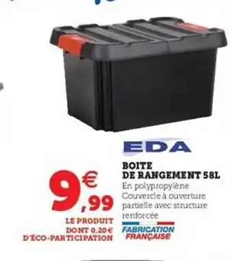Hyper U Boite De Rangement 58l Eda offre