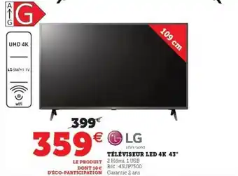 Hyper U Lg Téléviseur Led 4k 43 offre
