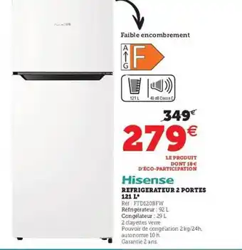 Hisense Refrigerateur 2 Portes 121 L
