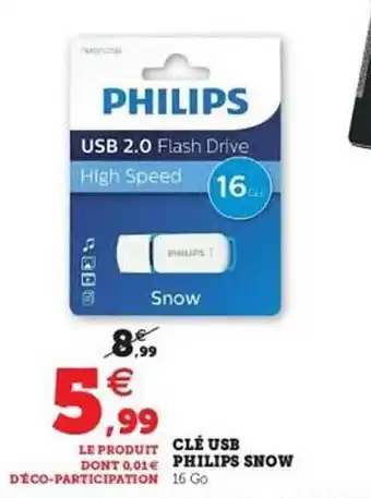 Hyper U Clé Usb Philips Snow offre