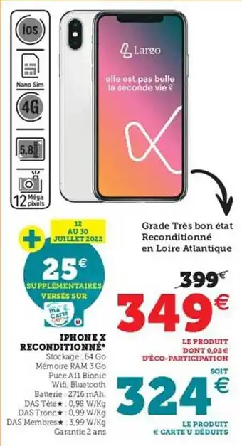 Hyper U Iphone X Reconditionné offre