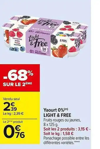 Carrefour Market Yaourt 0% Light & Free offre