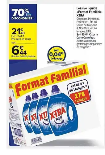 Carrefour Market Lessive Liquide «format Familial» Xtra offre