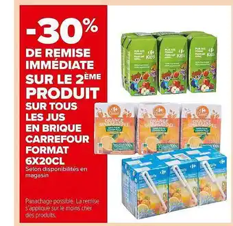 Carrefour Market Jus En Brique Carrefour Format 6x20cl offre