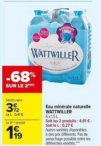 Carrefour Market Eau Minérale Naturelle Wattwiller offre