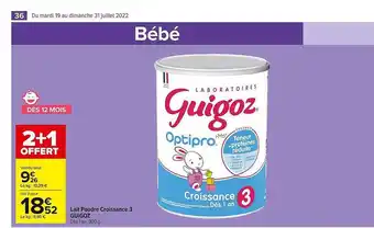 Carrefour Market Lait Poudre Croissance 3 Guigoz offre
