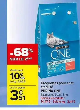 Carrefour Market Croquettes Pour Chat Stérilisé Purina One offre