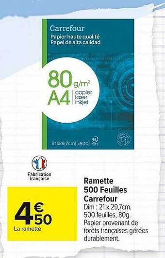 Carrefour Market Ramette 500 Feuilles Carrefour offre