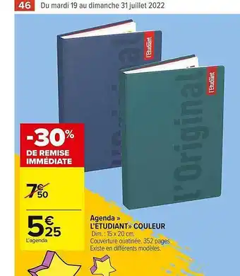 Carrefour Market Agenda «l'étudiant» Coleur offre