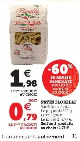 Hyper U Pâtes Florelli offre