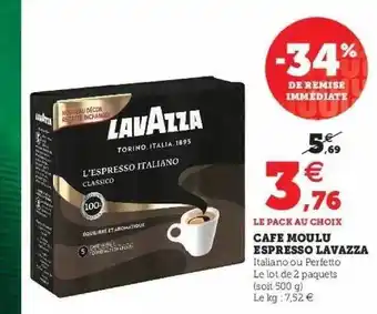 Hyper U Café Moulu Espresso Lavazza offre