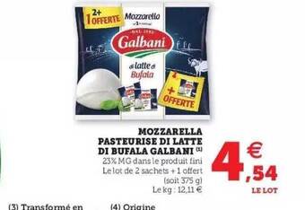 Hyper U Mozzarella Pasteurisé Di Latte Di Bufala Galbani offre