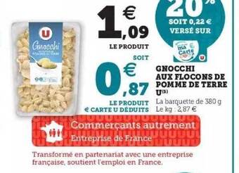Hyper U Gnocchi Aux Flocons De Pomme De Terre U offre