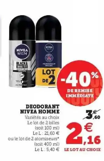 Hyper U Déodorant Nivea Homme offre