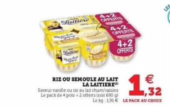 Hyper U Riz Ou Semoule Au Lait La Laitière offre
