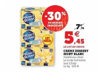 Super U Crème Dessert Mont Blanc offre
