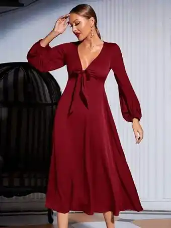SheIn Robe trapèze décolleté à nœud papillon unicolore offre