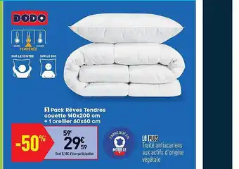 Conforama Dodo Rêves Tendres Couette 140x200 Cm + 1 Oreiller 60x60 cm 3 Pack offre