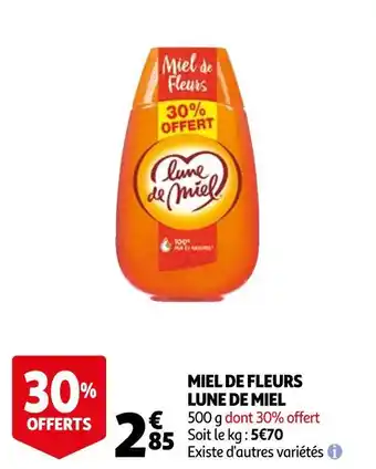 Auchan Lune de miel miel de fleurs offre