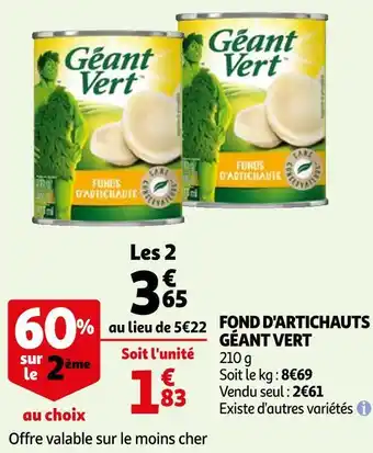 Auchan Géant vert fond d'artichauts offre