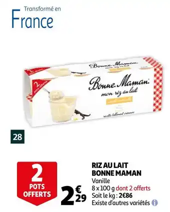 Auchan Bonne maman riz au lait offre
