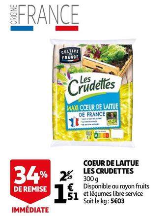 Auchan Les crudettes coeur de laitue offre