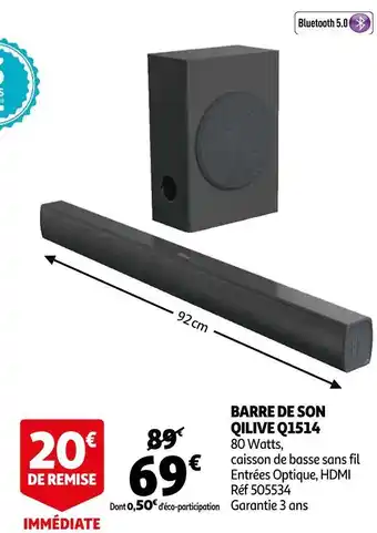 Auchan Qilive barre de son q1514 offre
