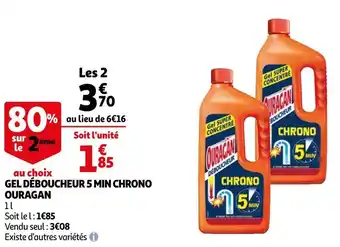 Auchan Ouragan gel déboucheur 5 min chrono offre