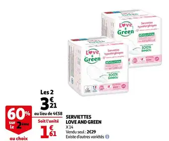 Auchan Love and green serviettes offre
