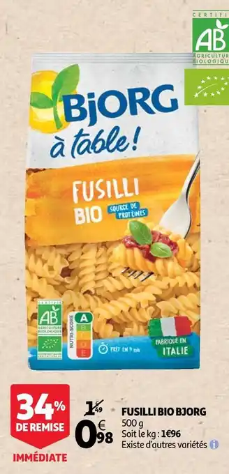 Auchan Bjorg fusilli bio offre