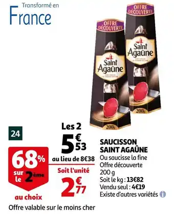 Auchan Saint agaûne saucisson offre