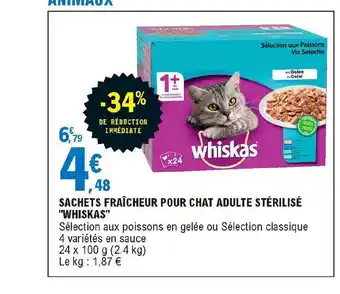 E.Leclerc Express Sachets Fraîcheur Pour Chat Adulte Stérilisé offre