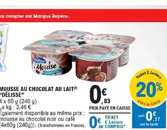 E.Leclerc Express Mousse Au Chocolat Au Lait offre