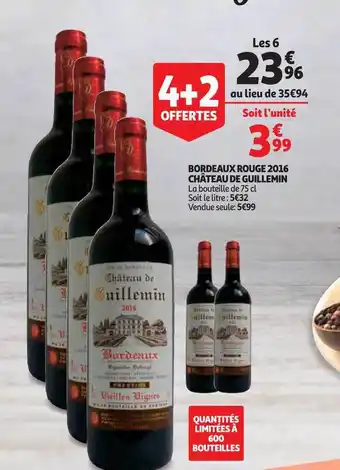 Auchan Direct Bordeaux Rouge 2016 Château De Guillemin offre