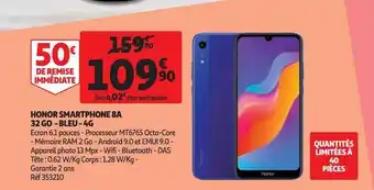 Auchan Direct Honor Smartphone 8a 32 Go - Bleu - 4g offre