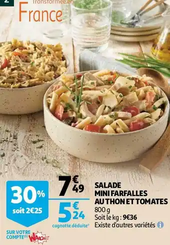 Auchan SALADE MINI FARFALLES AU THON ET TOMATES offre