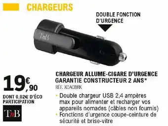 E.Leclerc L'Auto Chargeur Allume-cigare D'urgence Tnb offre