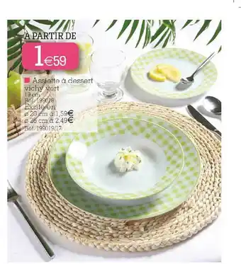 Assiette à Dessert Vichy Vert