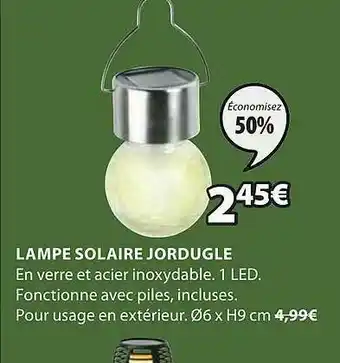 JYSK Lampe Solaire Jordugle offre
