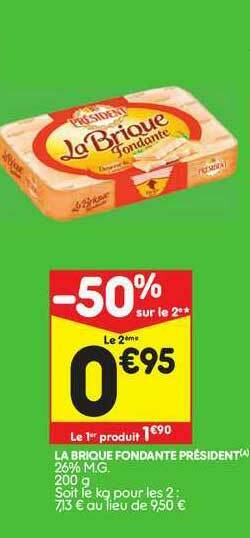 Leader Price La Brique Fondante Président offre