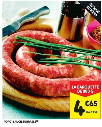 Leader Price Porc : Saucisse Brassé offre