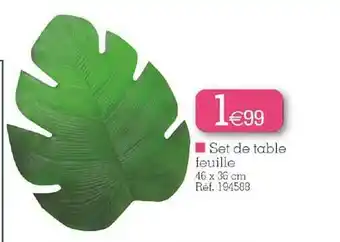 Kandy Set De Table Feuille offre